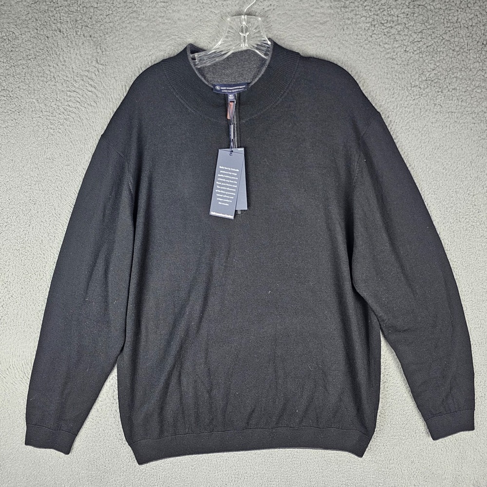 Hart Schaffner Marx Sweater Mens XLT Extra Fine Merino Wool Long Sleeve 1/4 Zip‎